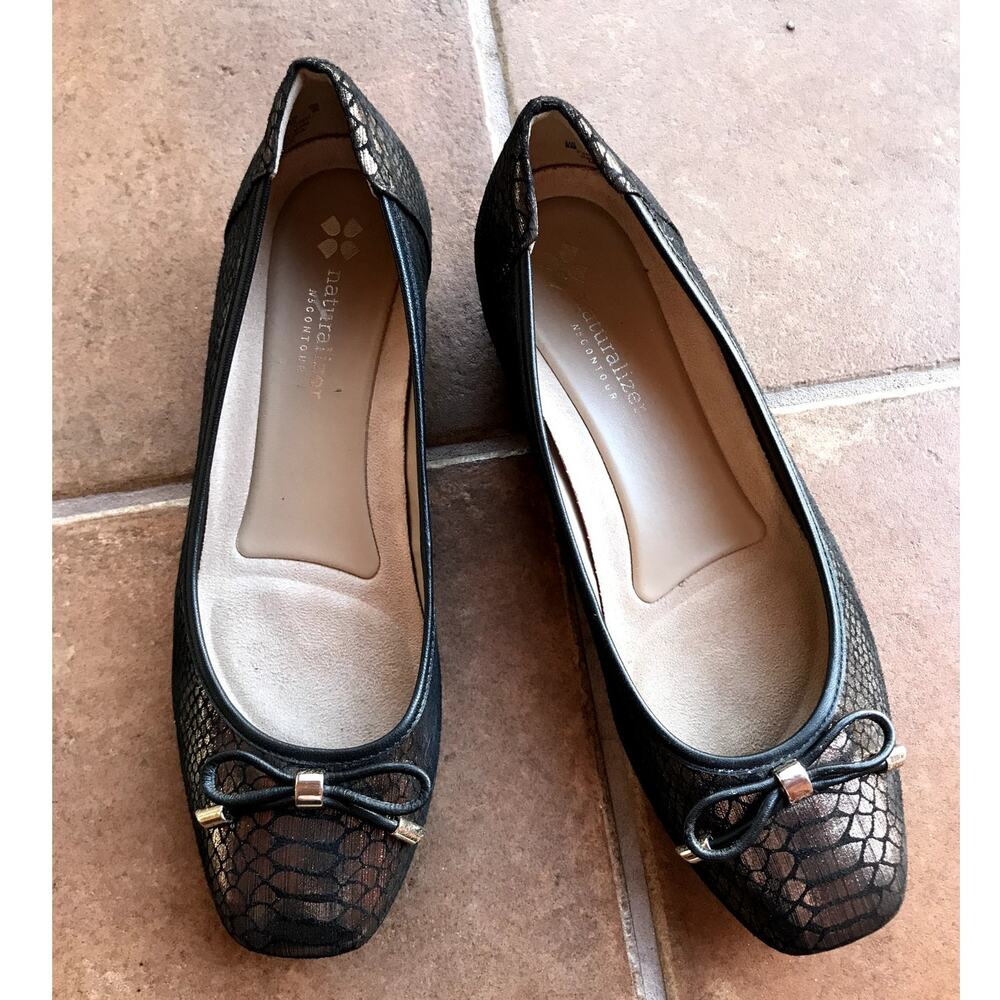 Naturalizer Metallic Snakeskin Print Low Heel Pumps-Ballet Slippers size 9
